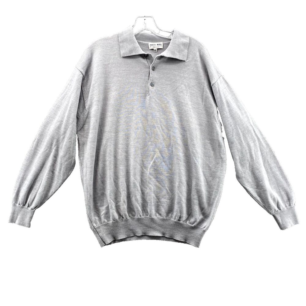 Poeta‎ Moda Sweater Men's XXL Gray Wool Blend Preppy Academia Office 90's Italy